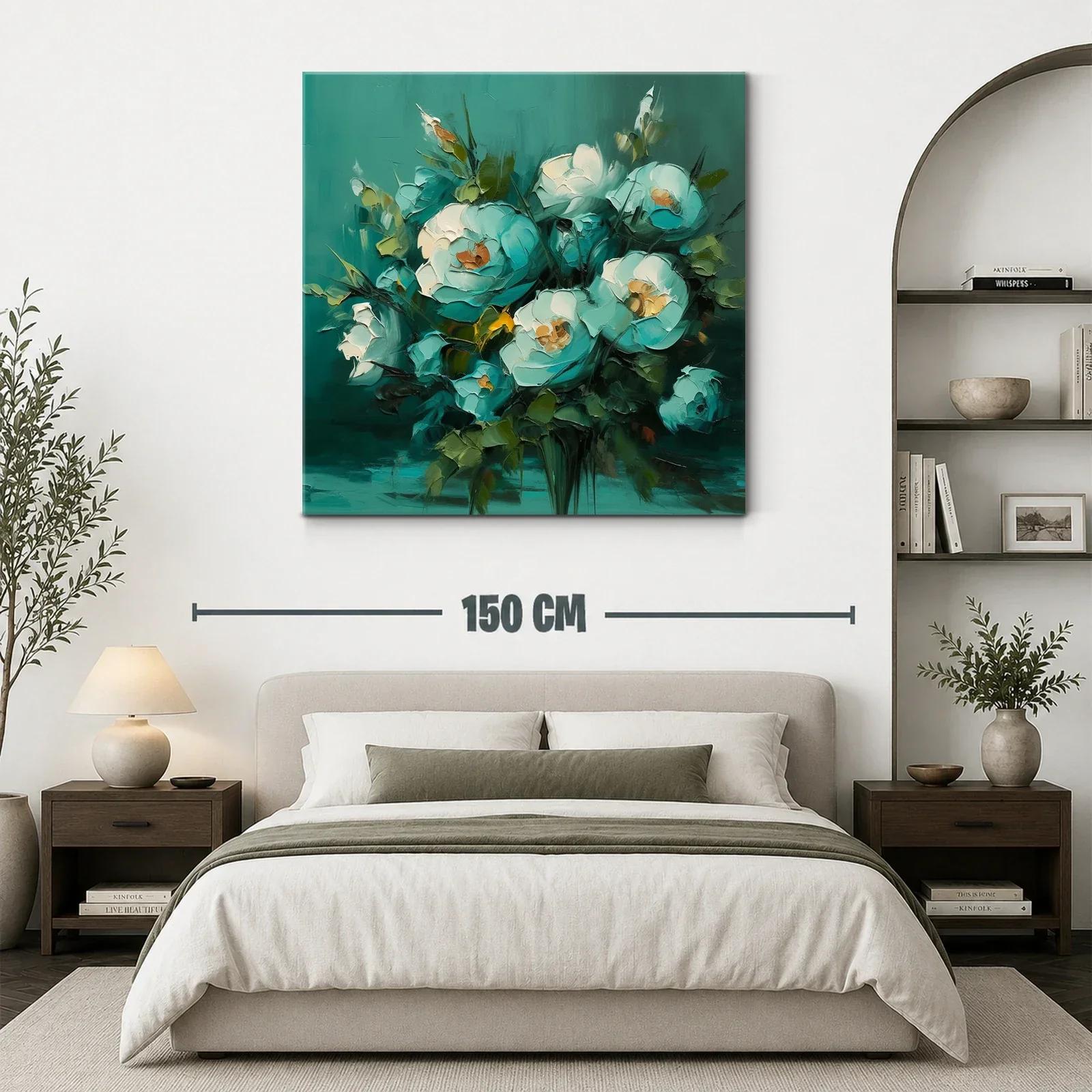 Cuadro floral en tonos verdes y azules suaves — miniatura 3