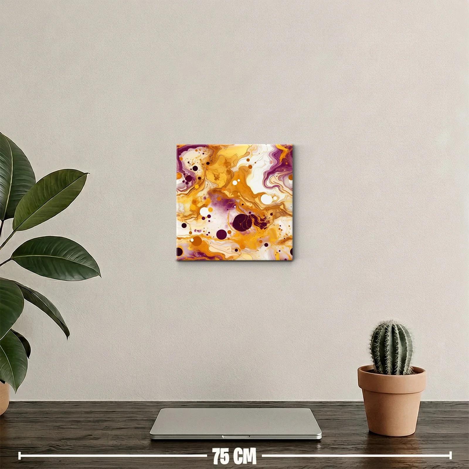 Cuadro decorativo con diseño abstracto en tonos cálidos y morados — miniatura 2