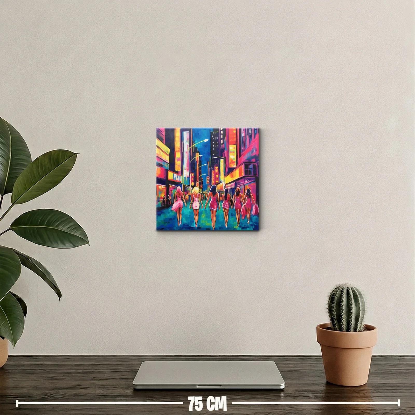 Mujeres en la ciudad de luces y colores vibrantes — miniatura 2