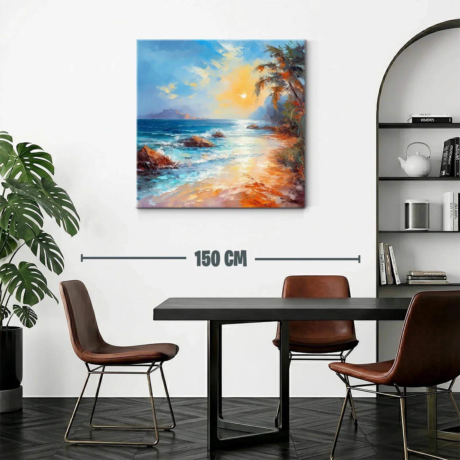 Atardecer brillante en costa tropical con palmeras — miniatura 2