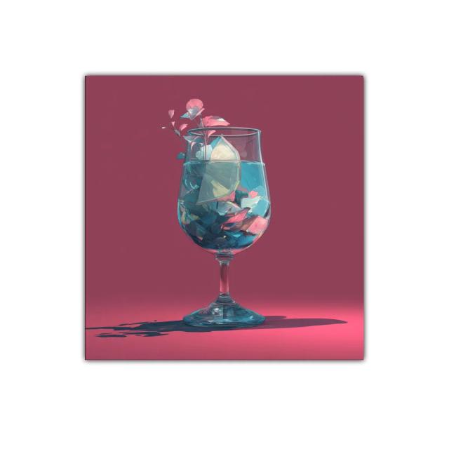 Vaso con flores y limón en fondo rosa intenso