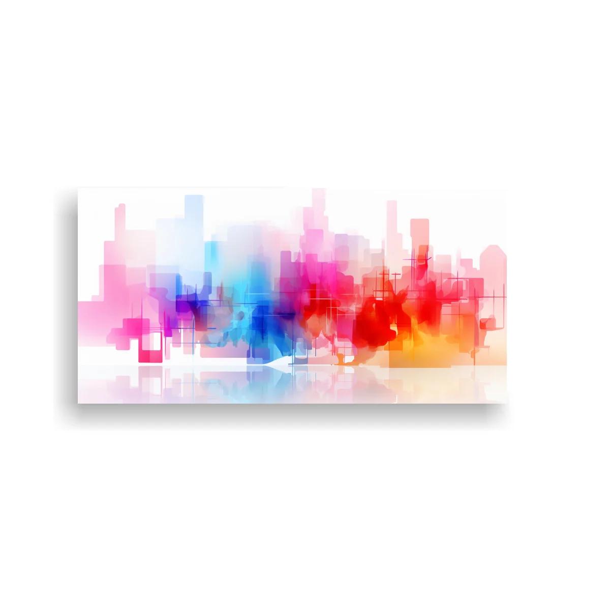 Cuadro skyline abstracto en franjas de color