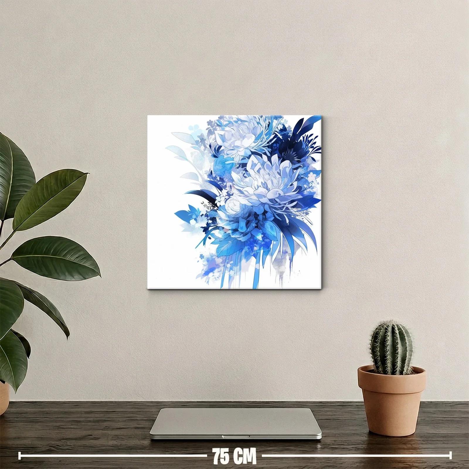 Composición floral abstracta en tonos azules y blancos — miniatura 2