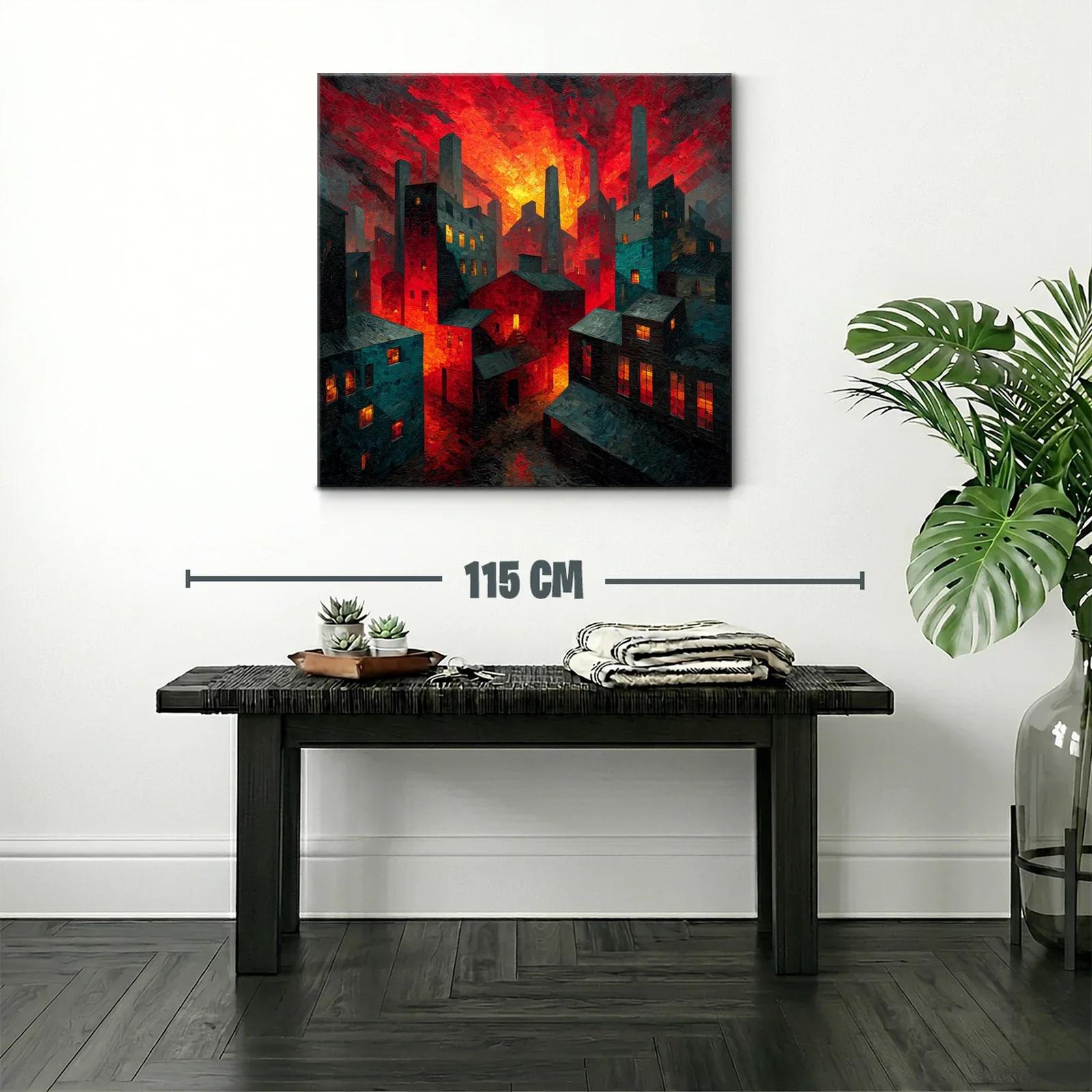 Atardecer ardiente en paisaje urbano industrial — miniatura 2
