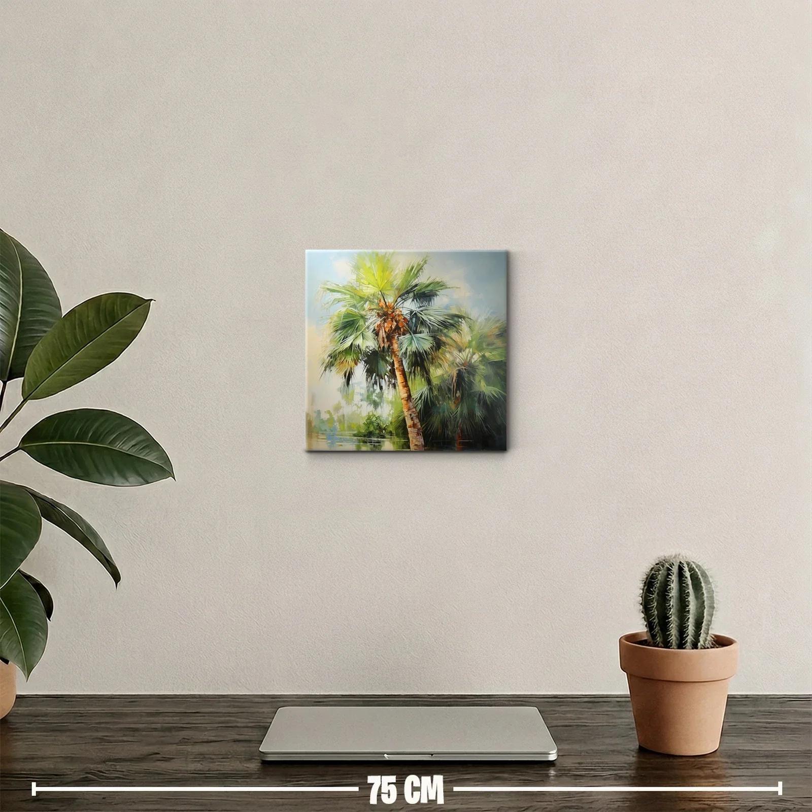 Palmera tropical con vibrantes tonos verdes y naranjas — miniatura 2