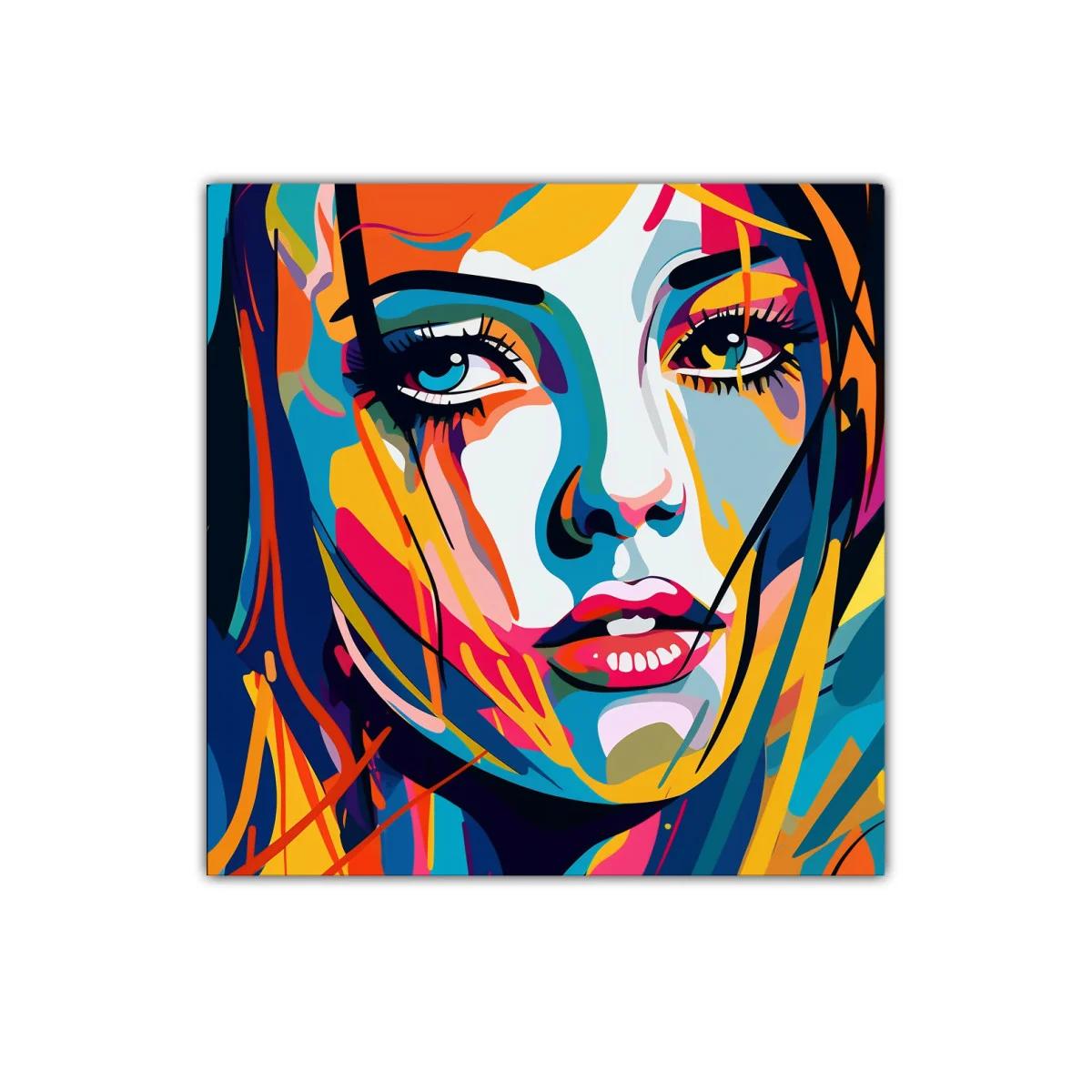 Retrato femenino vibrante con explosión de color