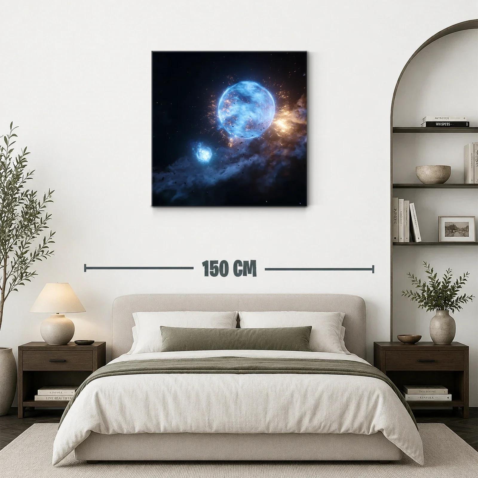 Cuadro Galaxia en Explosión Cósmica Azul y Dorada — miniatura 3