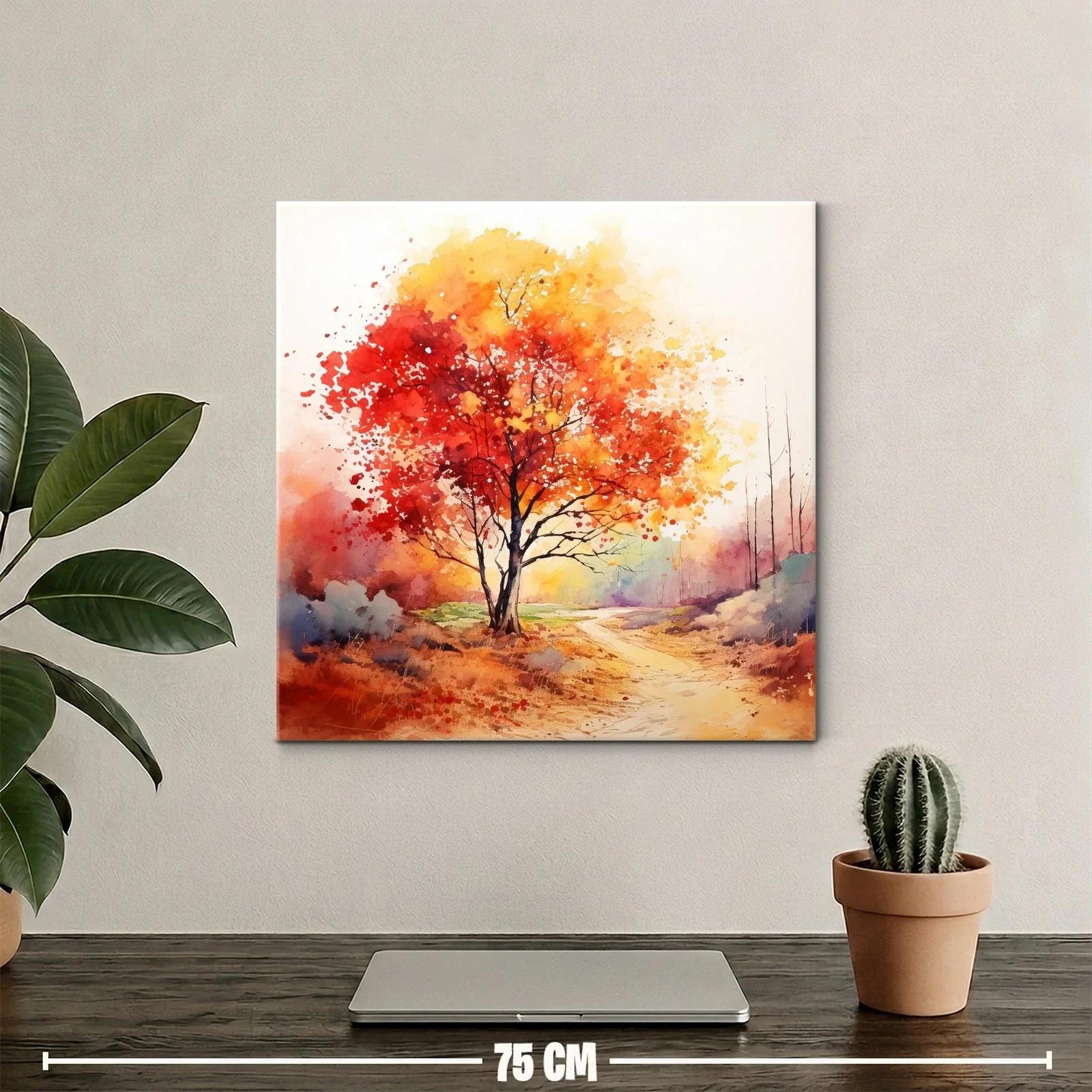 Árbol otoñal con tonos cálidos y camino sereno — miniatura 2