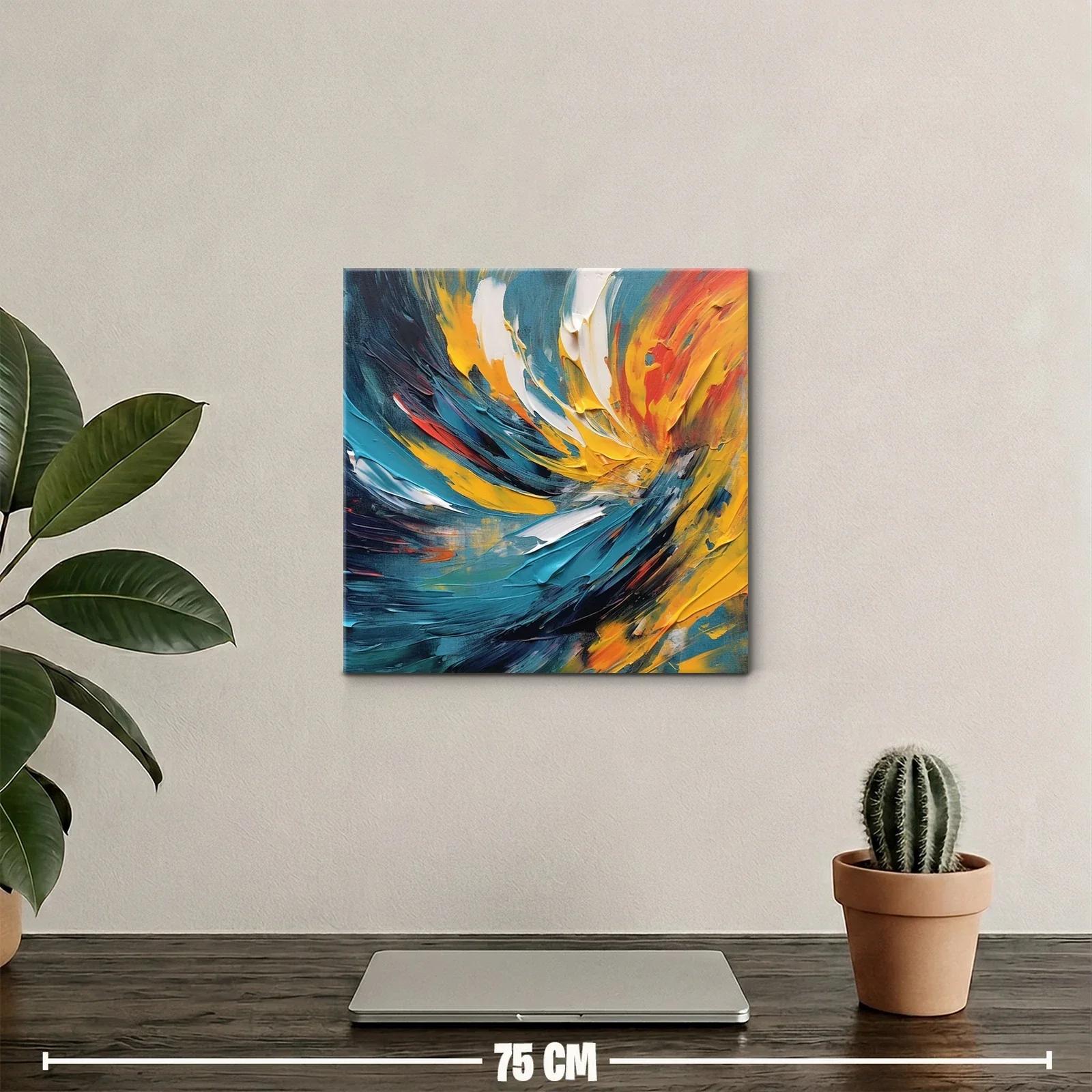 Cuadro abstracto con energéticos toques amarillos y azules — miniatura 2