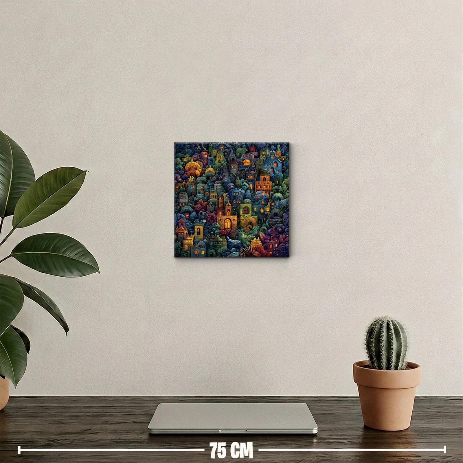 Cuadro artístico de ciudad fantástica llena de color y detalle — miniatura 2