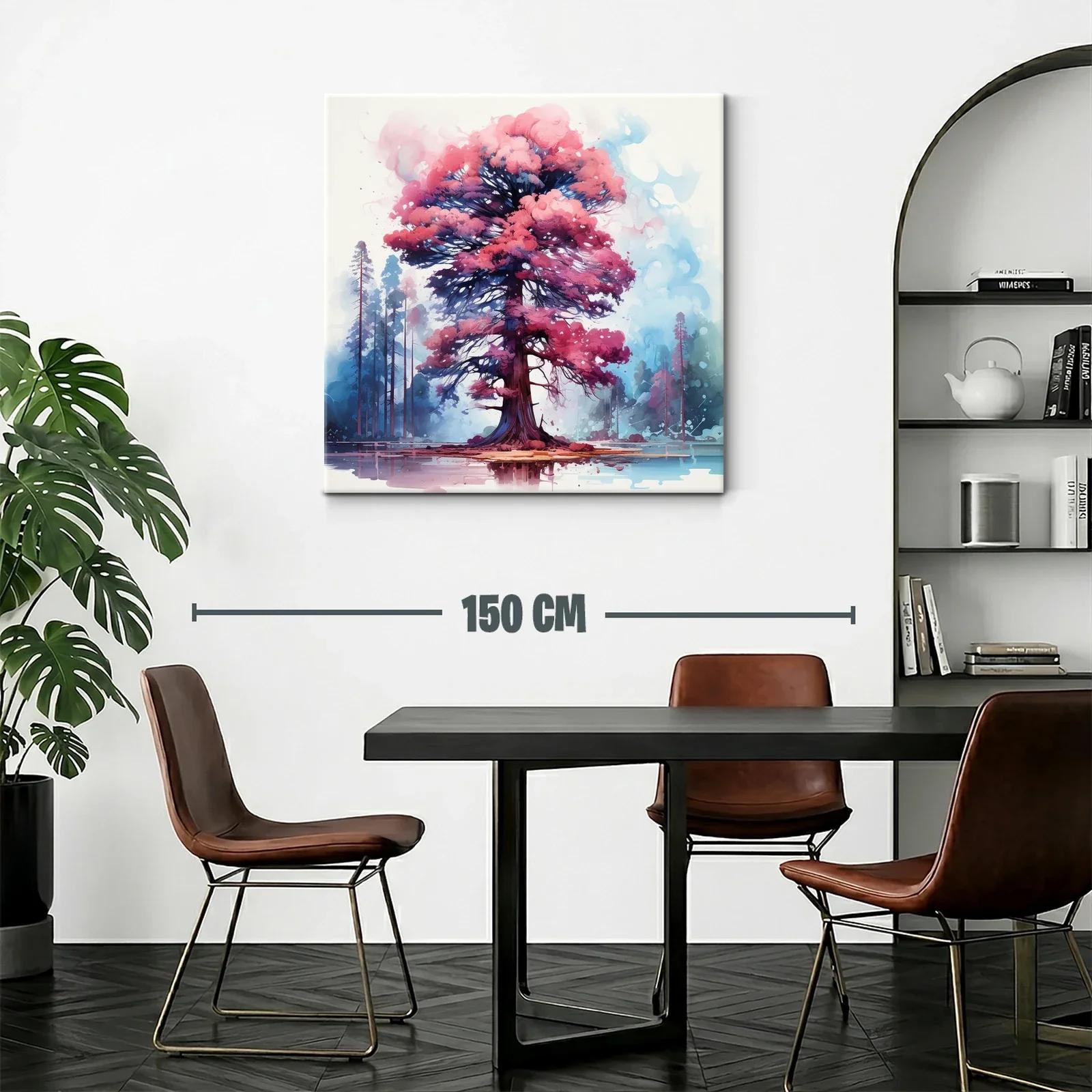 Árbol vibrante con follaje en tonos rosa y azul — miniatura 2