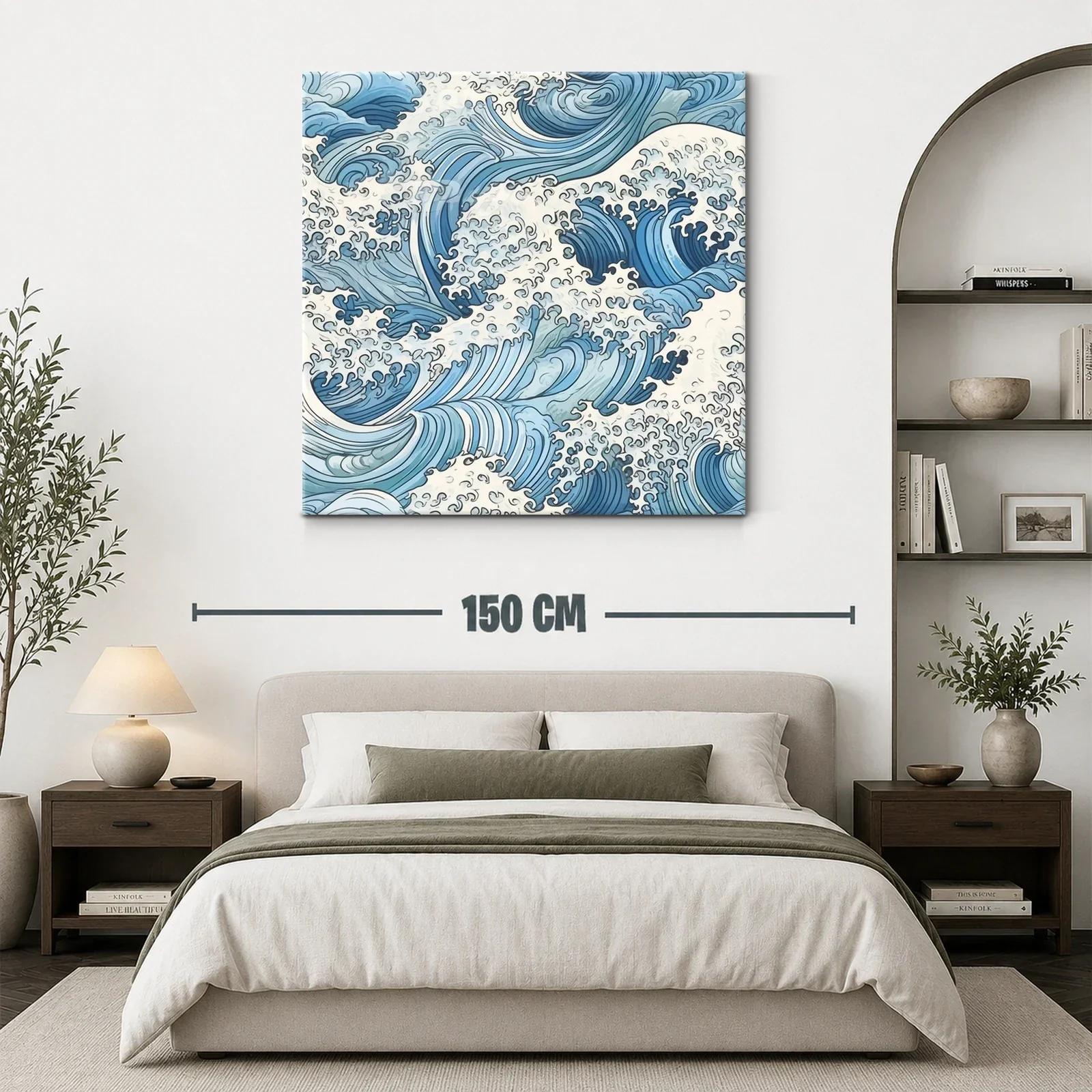Mar en movimiento con olas estilizadas en azul y blanco — miniatura 3