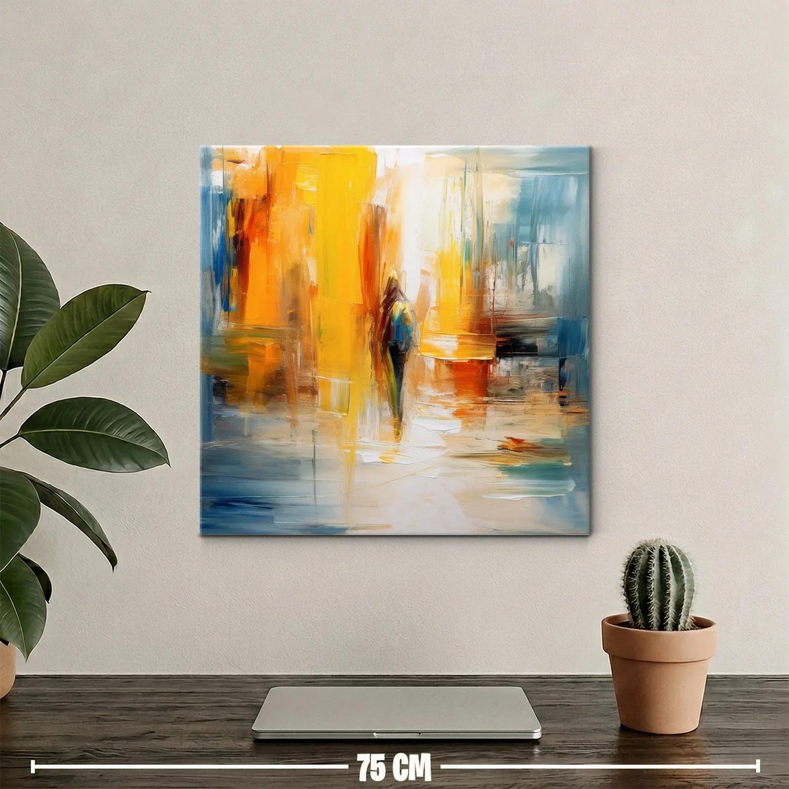 Cuadro abstracto con vibrantes tonos amarillos y azules — miniatura 2