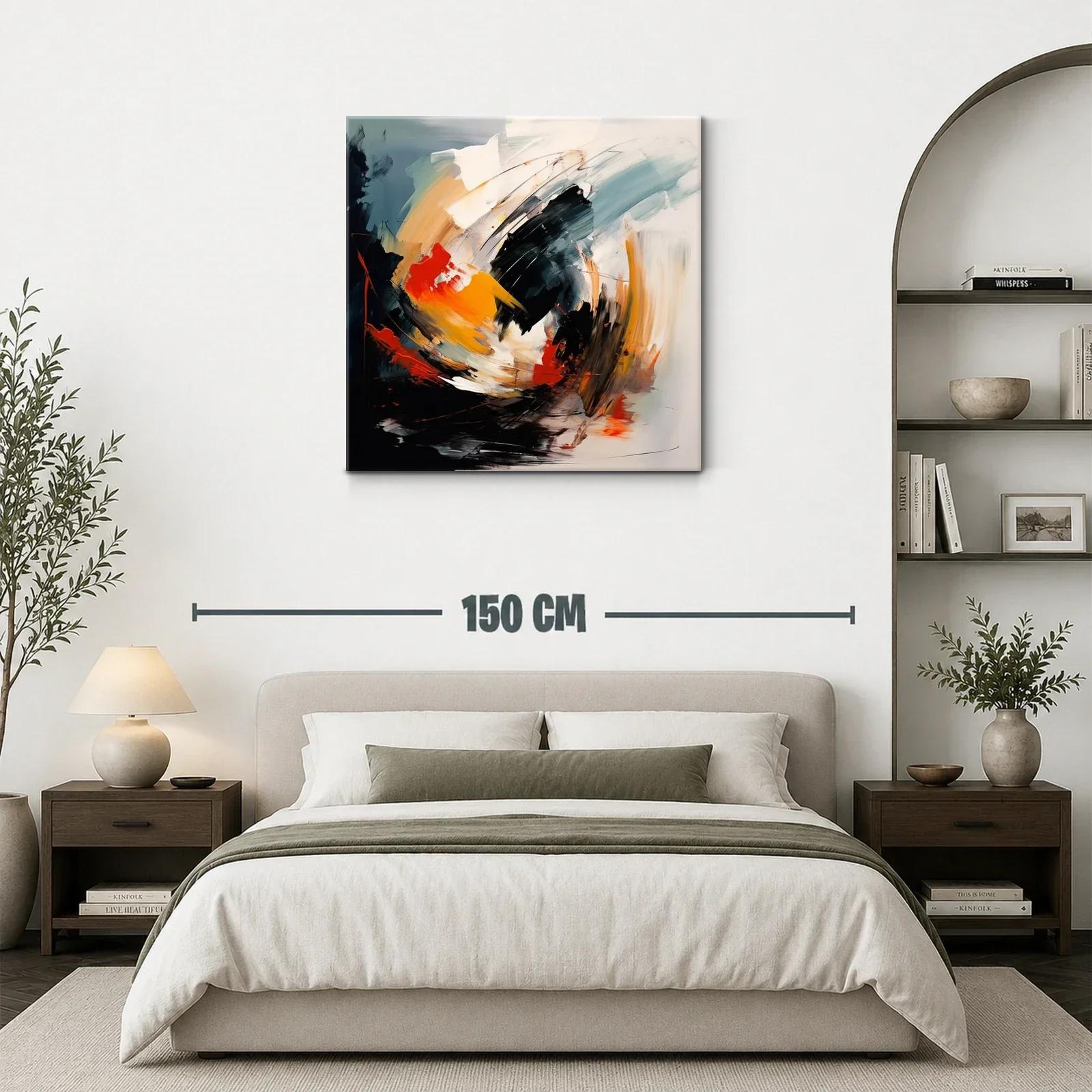 Cuadro abstracto con energía en tonos cálidos y oscuros — miniatura 3