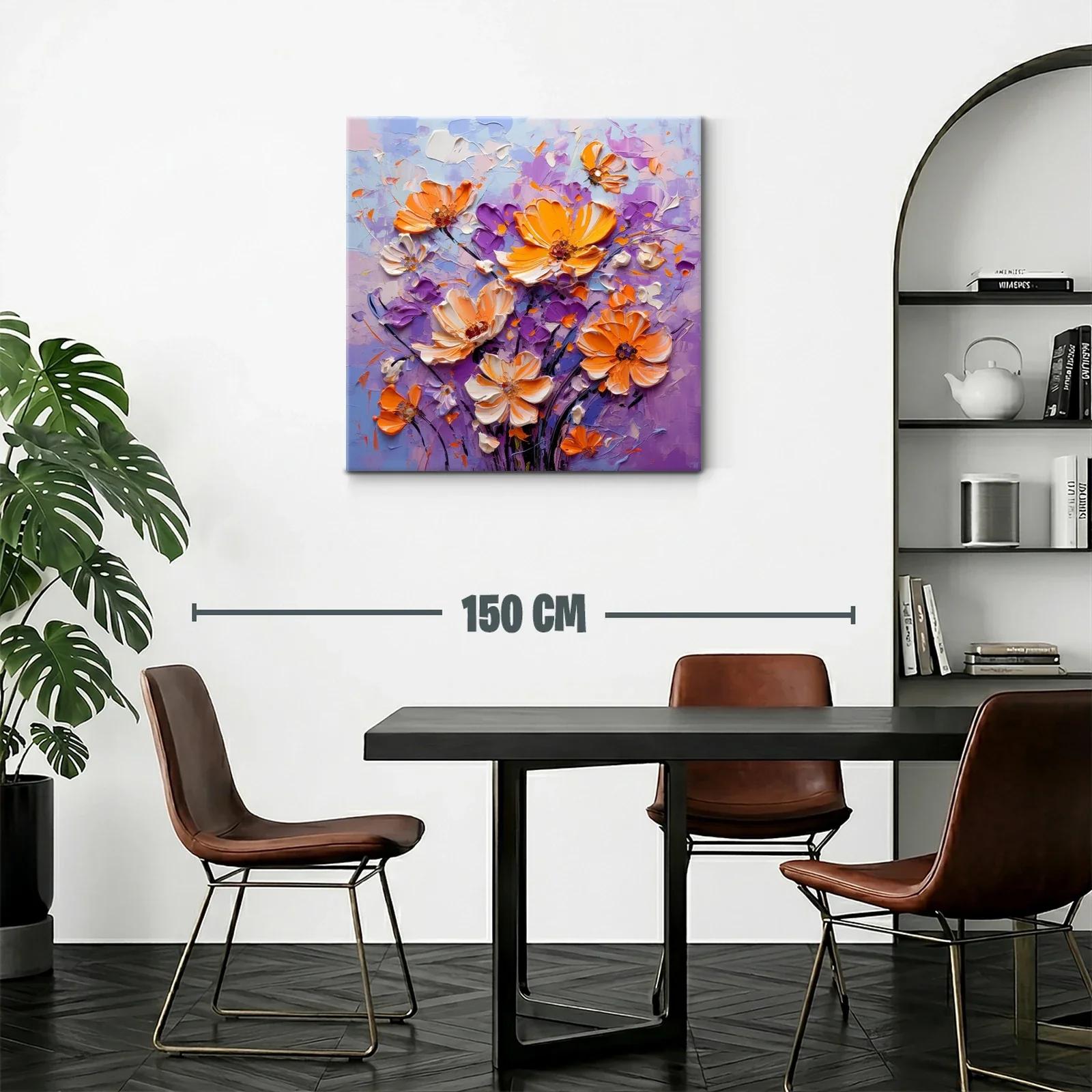 Ramo moderno con flores naranjas y violetas vibrantes — miniatura 2