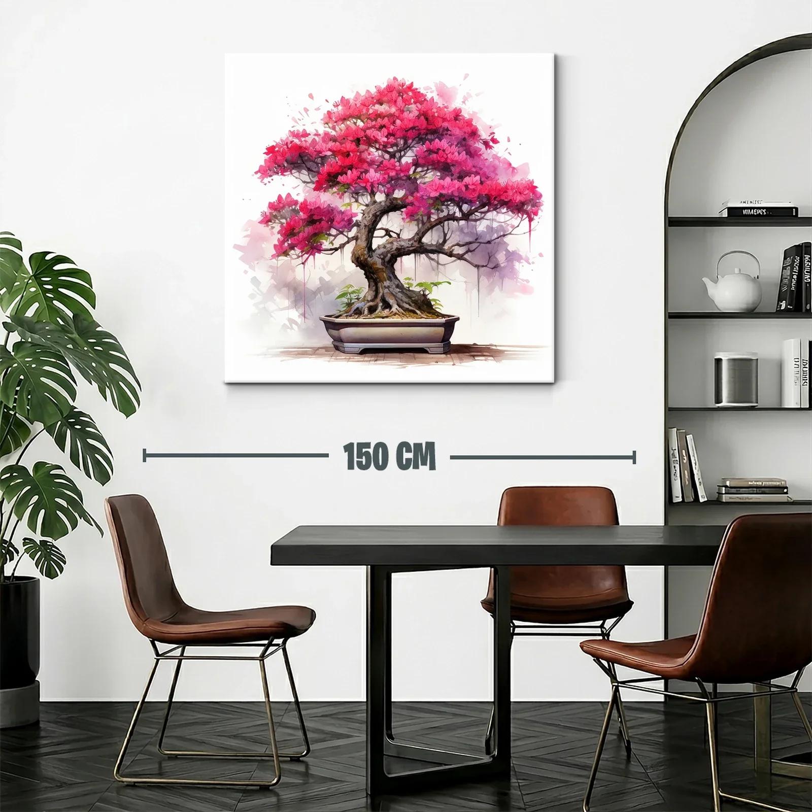 Cuadro con árbol bonsái en vibrantes tonos rosas y morados — miniatura 2