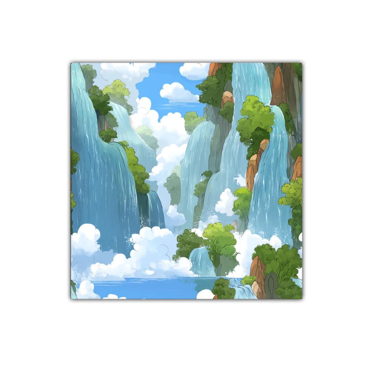 Paisaje de cascadas entre nubes y vegetación frondosa — imagen principal