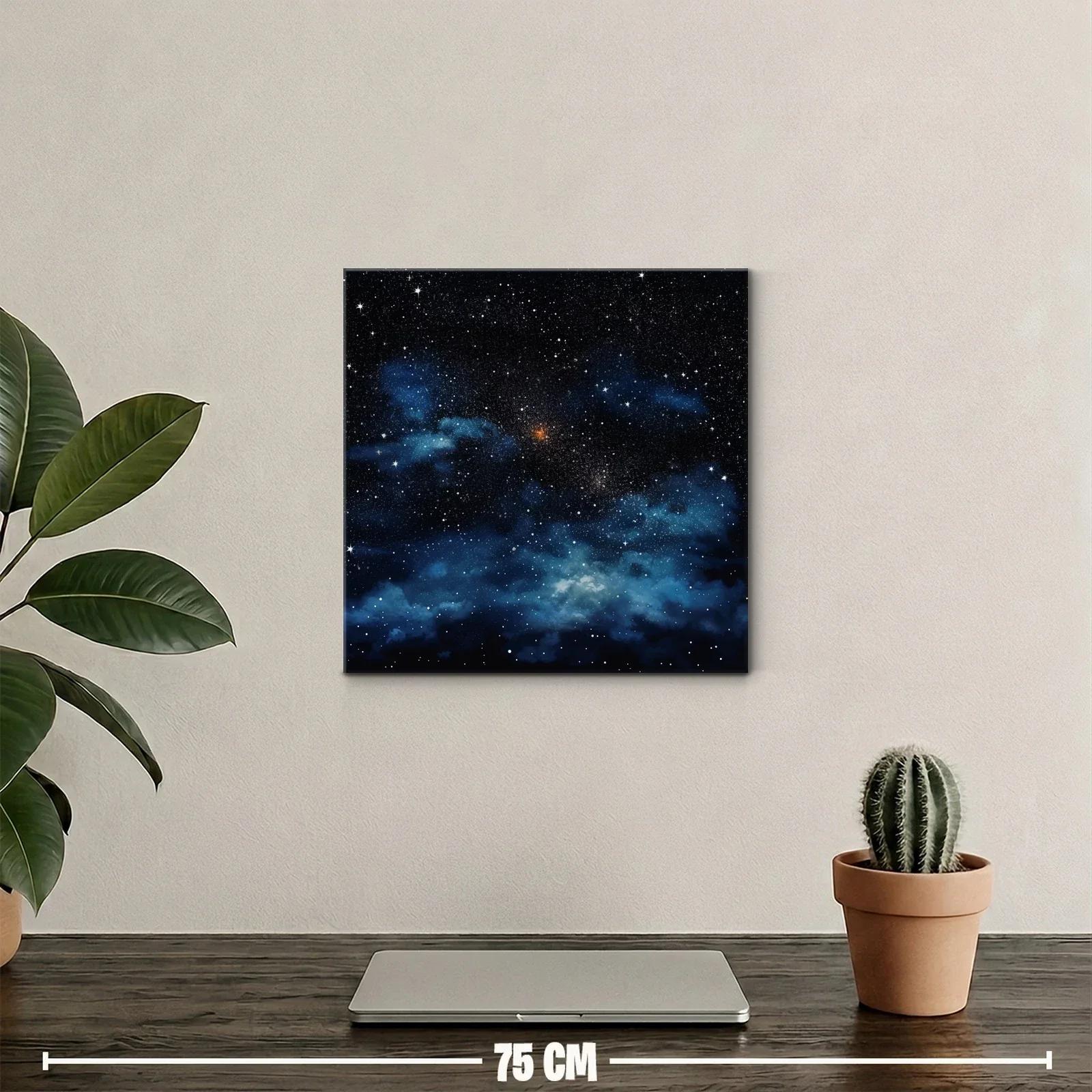 Cuadro de cielo estrellado con nebulosas azules y destellos blancos — miniatura 2