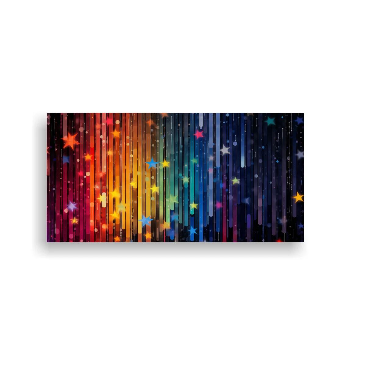Cuadro lluvia de estrellas de colores con degradado arcoíris
