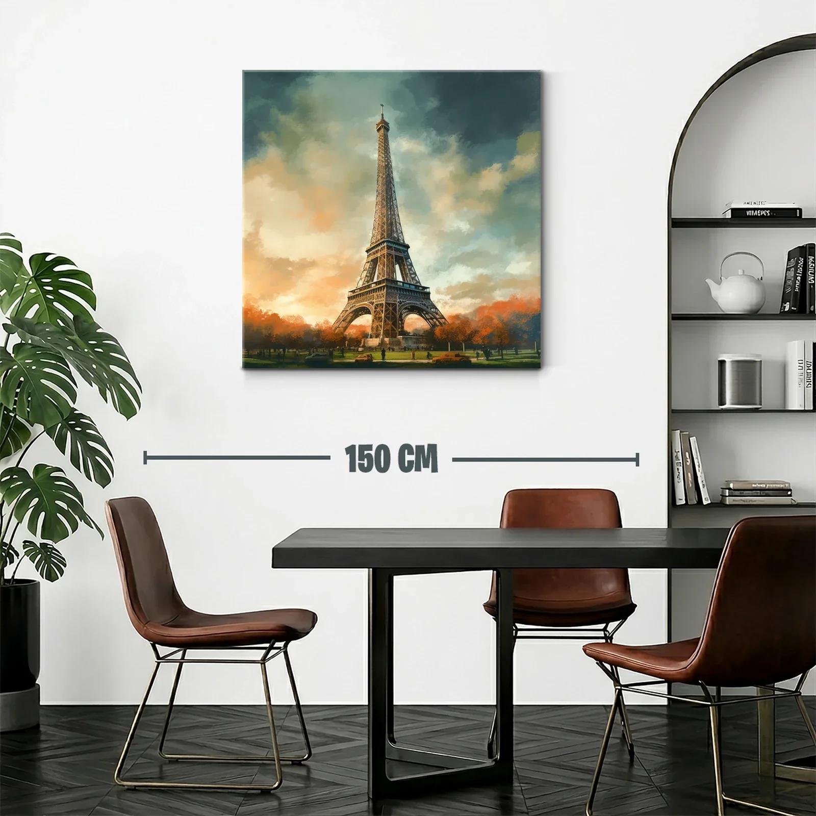 Torre Eiffel al atardecer con cielo dramático — miniatura 2