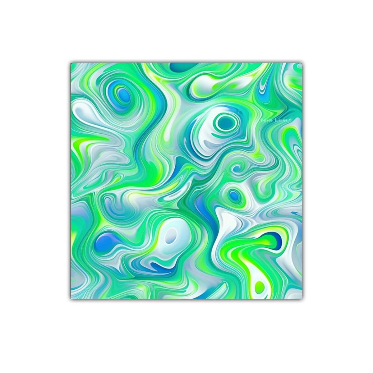 Cuadro decorativo abstracto en tonos verdes y azules vibrantes