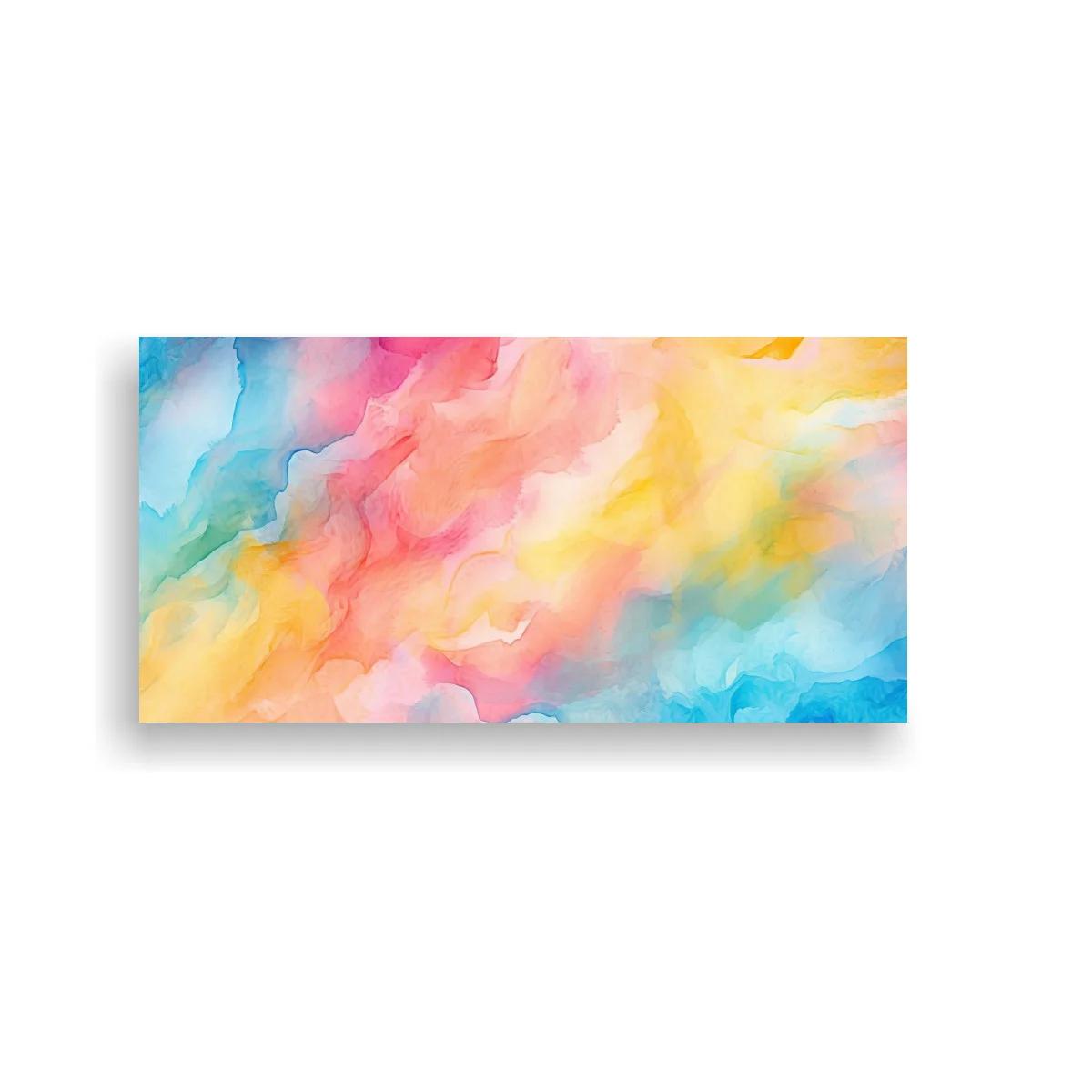 Cuadro manchas de acuarela pastel con nubes de color