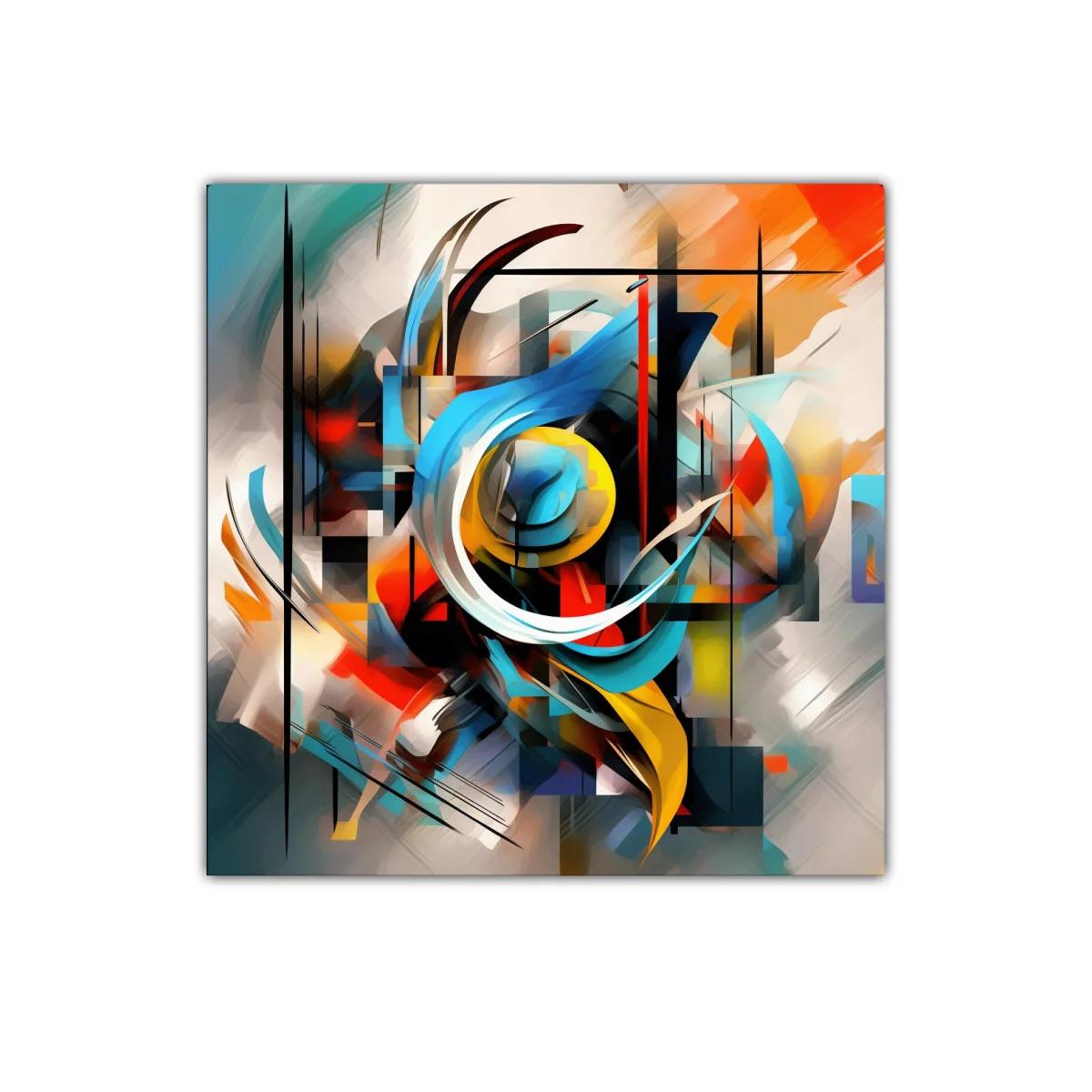 Composición abstracta vibrante con formas dinámicas y colores intensos
