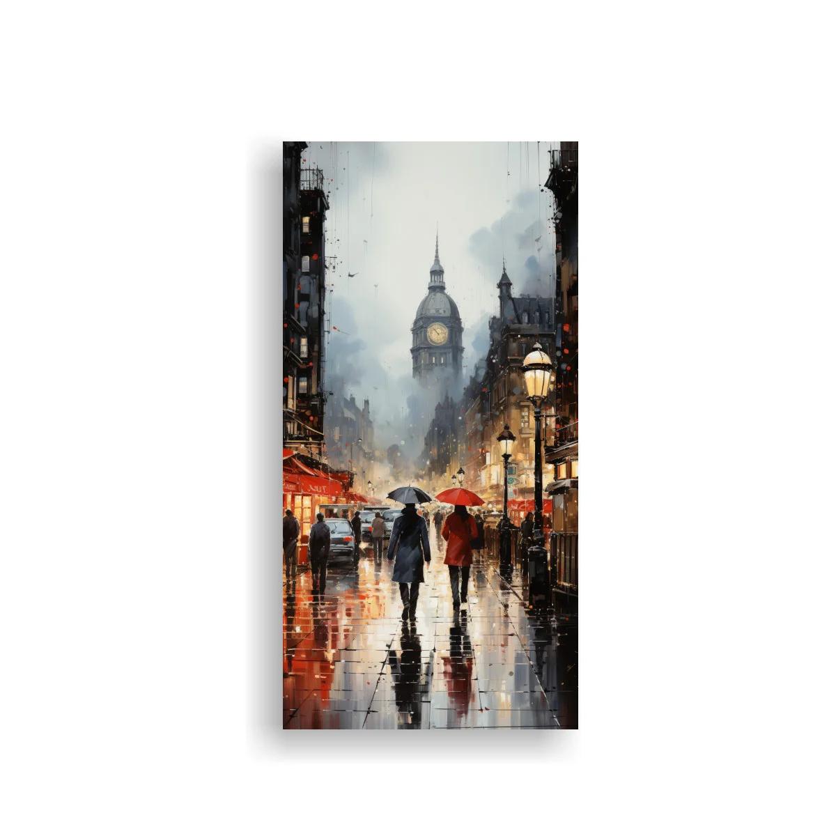Cuadro Big Ben bajo la lluvia con reflejos brillantes