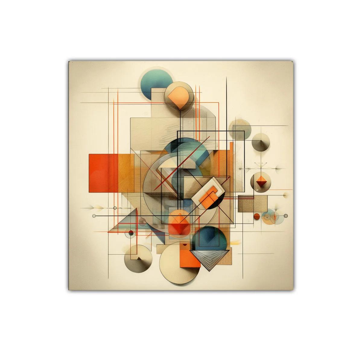 Composición geométrica moderna con tonos cálidos y fríos