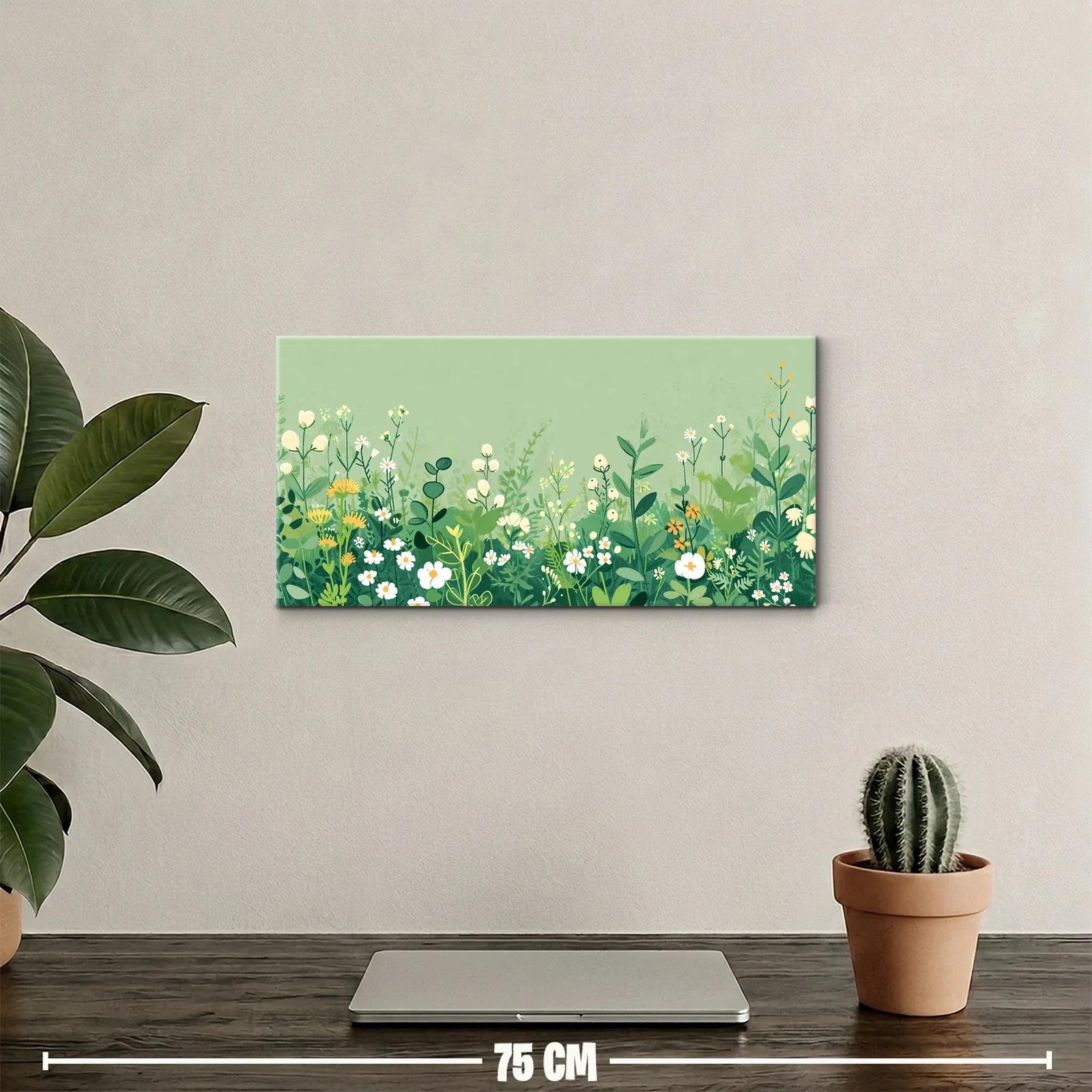 Cuadro margaritas silvestres con fondo verde claro — miniatura 2
