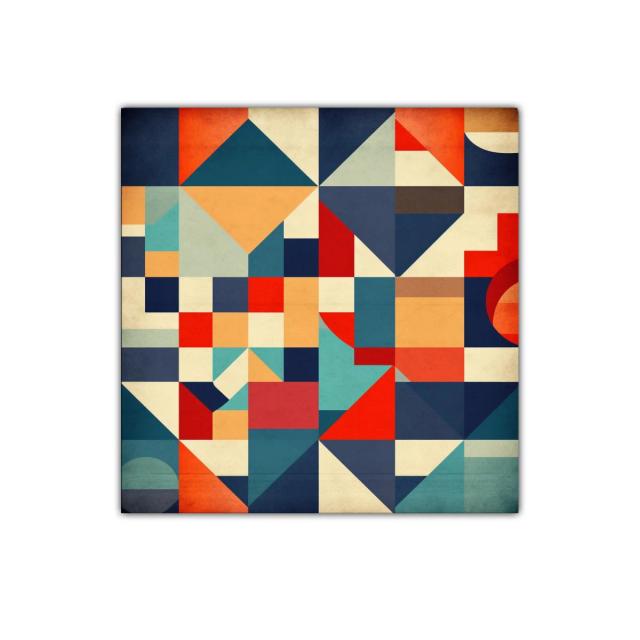 Cuadro decorativo de arte geométrico en tonos cálidos y fríos