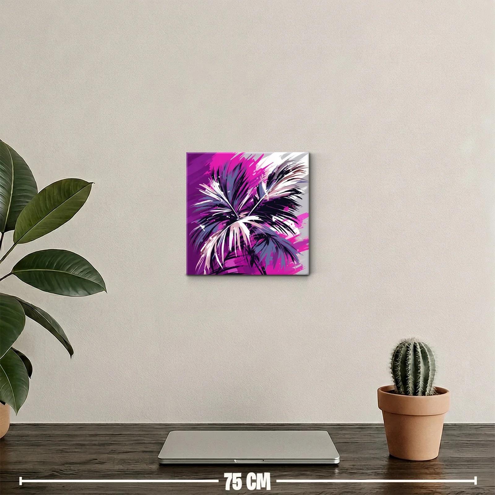 Cuadro decorativo de palmera vibrante en tonos morados — miniatura 2