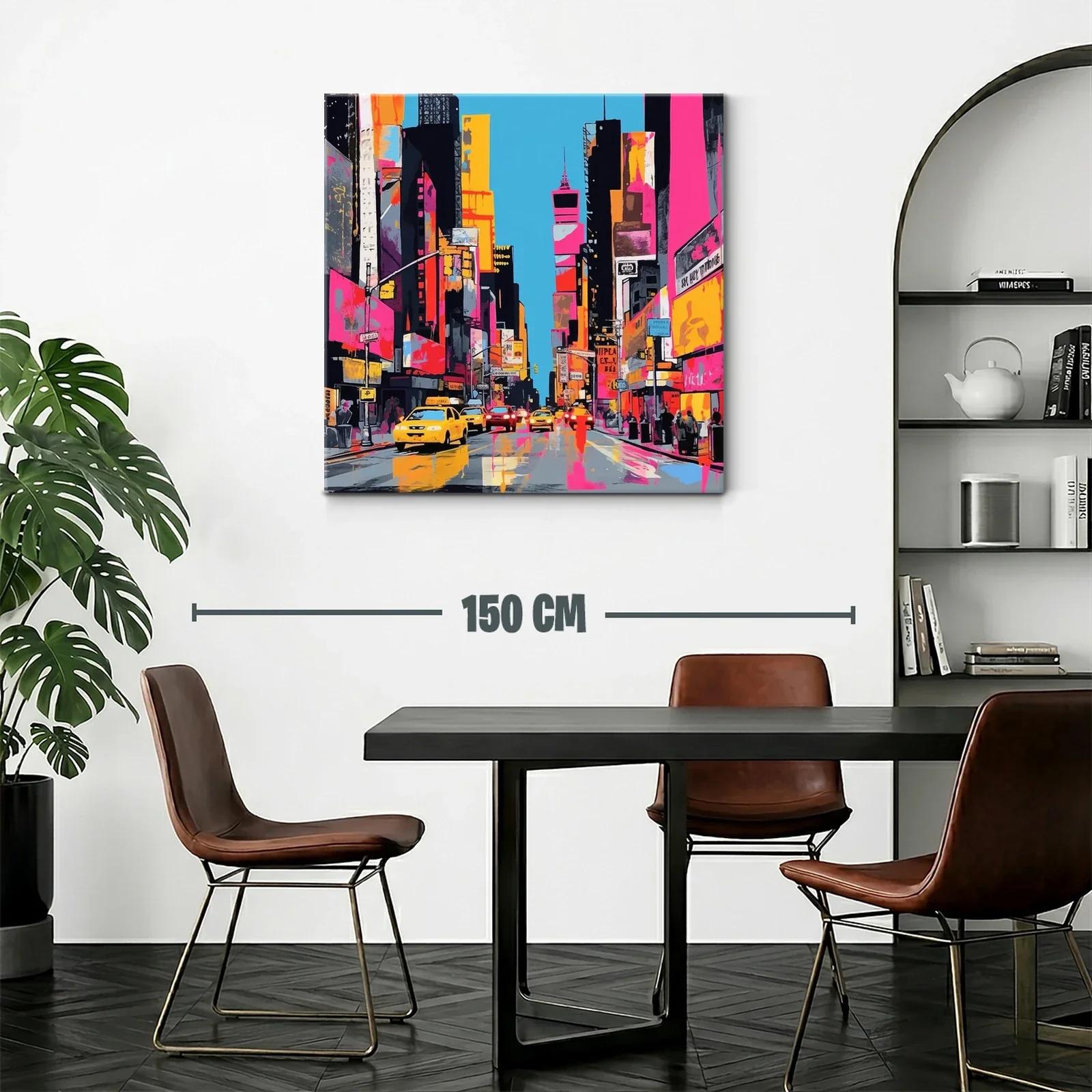 Atardecer urbano con vibrantes luces y taxis amarillos — miniatura 2