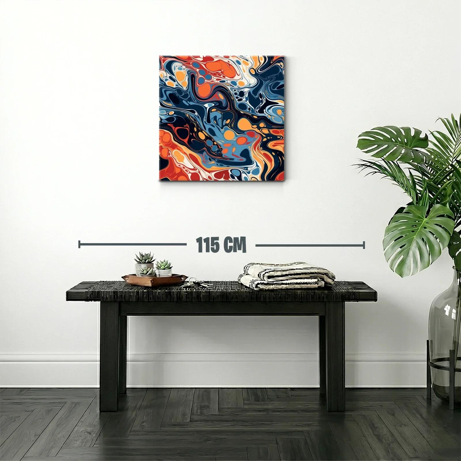 Cuadro abstracto con tonos cálidos y fríos vibrantes — miniatura 2