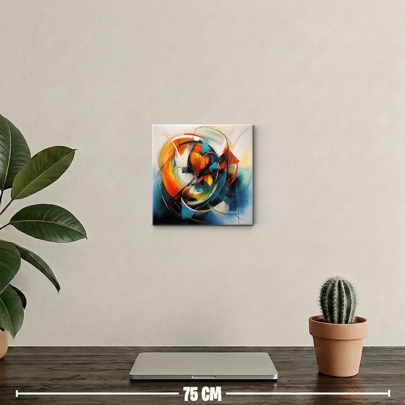 Cuadro abstracto con formas circulares y colores vibrantes — miniatura 2