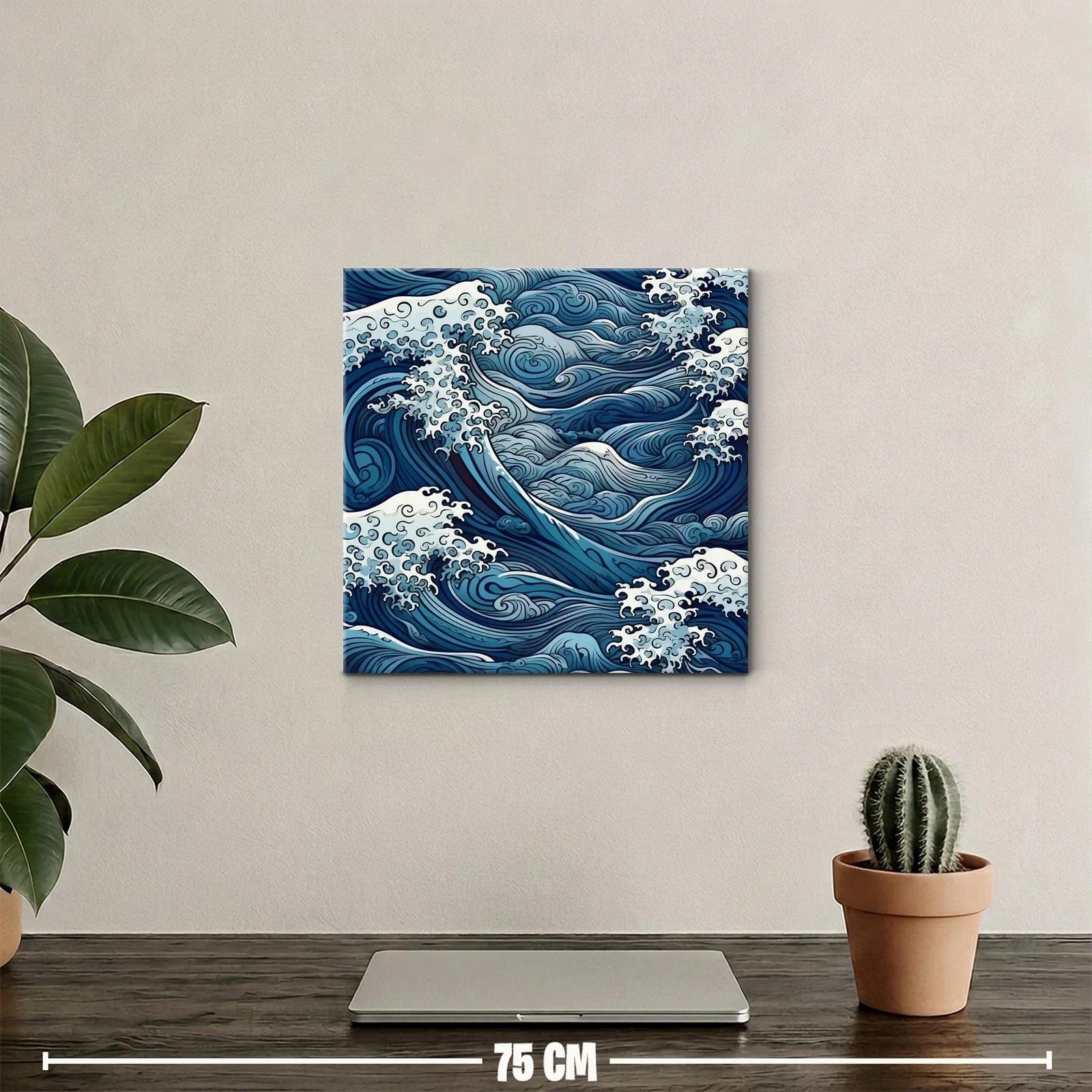 Olas en movimiento con tonos azules y blancos marinos — miniatura 2