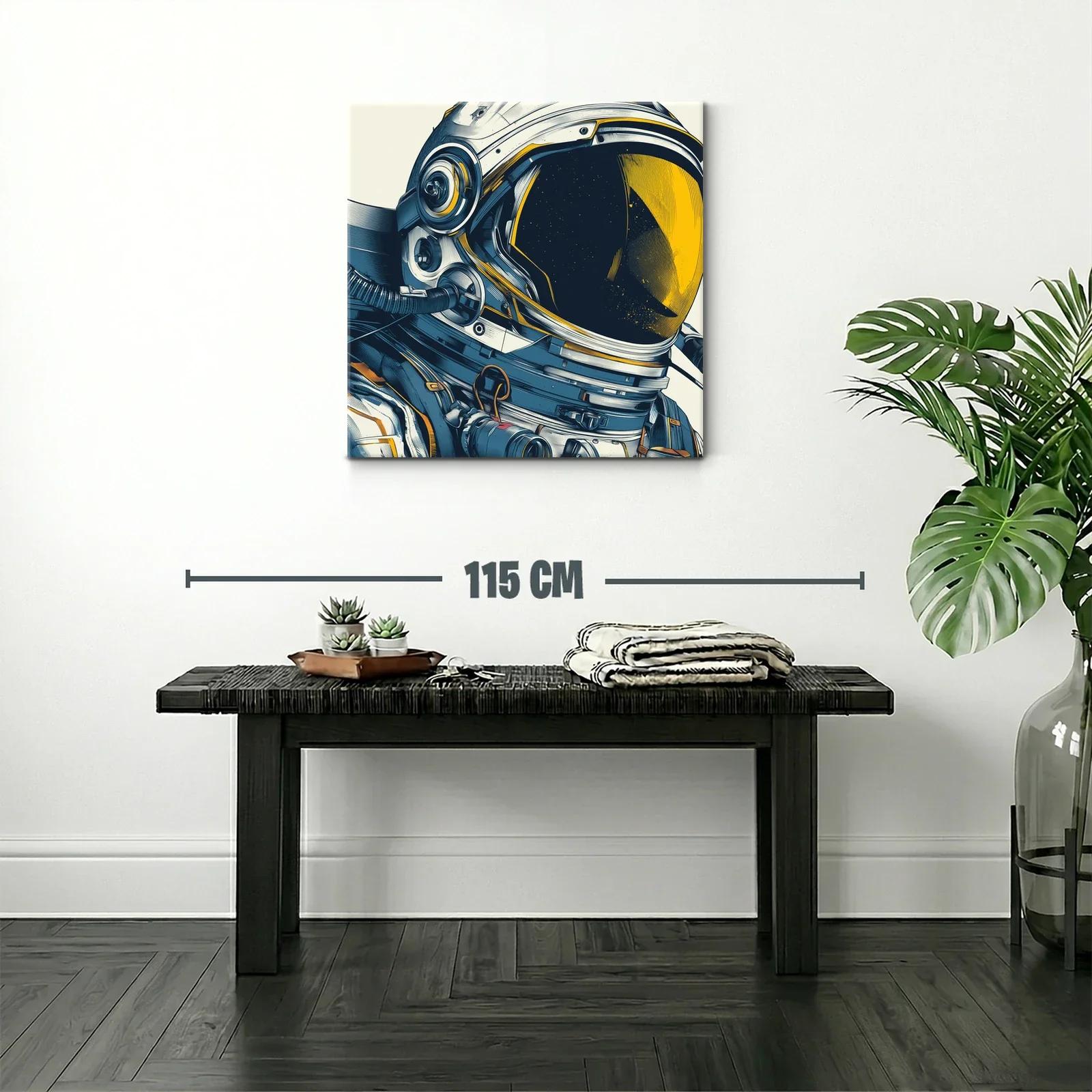 Cuadro astronauta futurista con detalles en azul y amarillo — miniatura 2