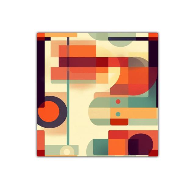 Composición geométrica con formas y colores cálidos y contrastes