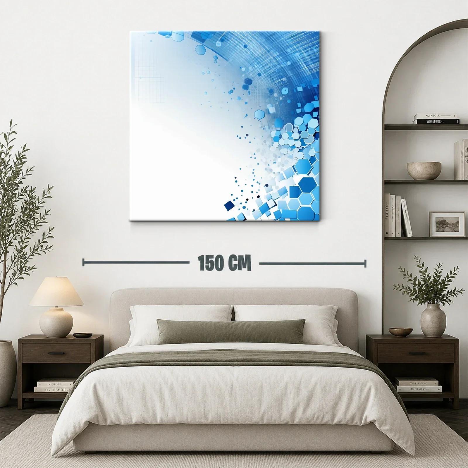 Composición dinámica de hexágonos azules en fondo blanco — miniatura 3