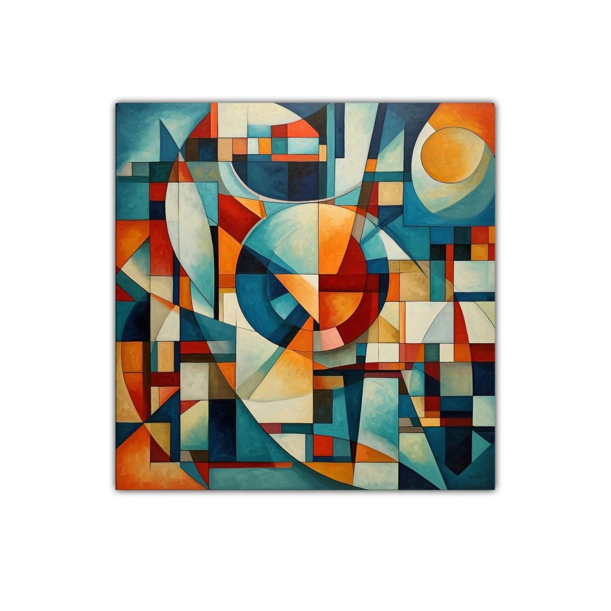 Composición abstracta con formas geométricas y colores vivos
