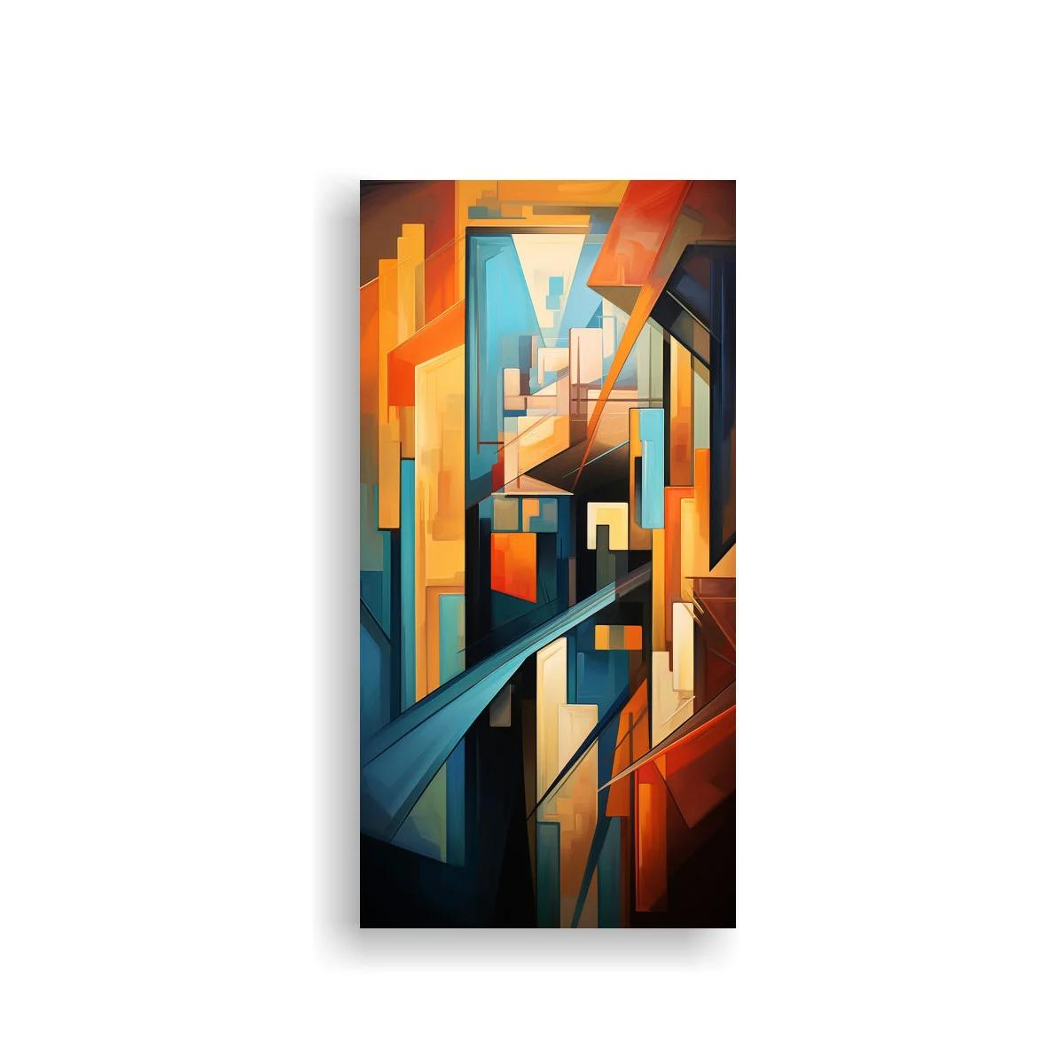 Cuadro abstracción arquitectónica con luces y sombras cálidas