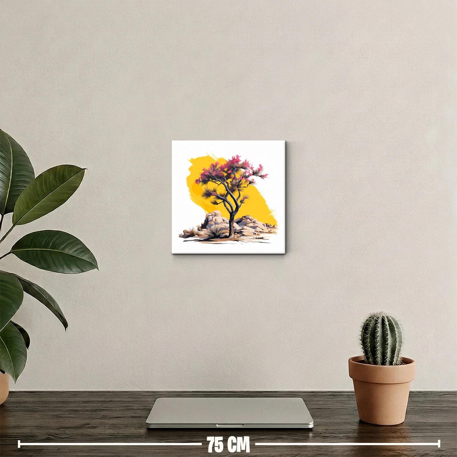 Árbol floreciente con fondo amarillo vibrante — miniatura 2