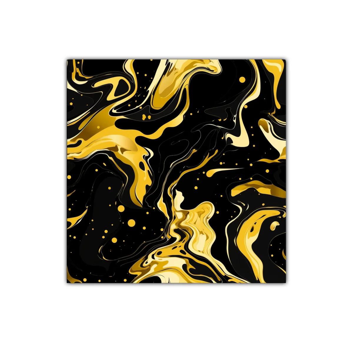 Abstracto dinámico en tonos dorados y negro brillante