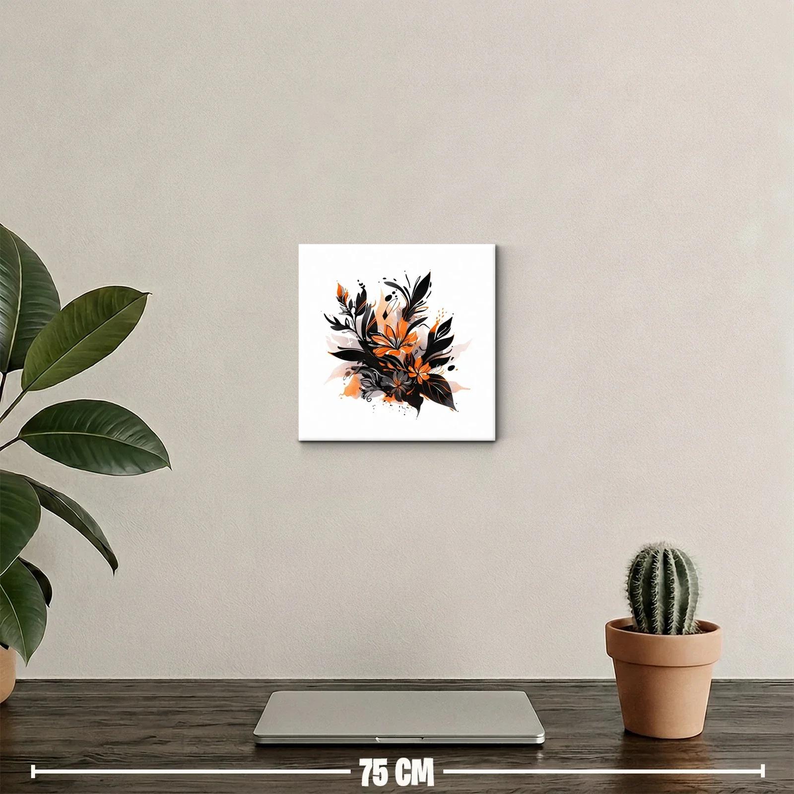 Composición floral en tonos negro y naranja vibrante — miniatura 2
