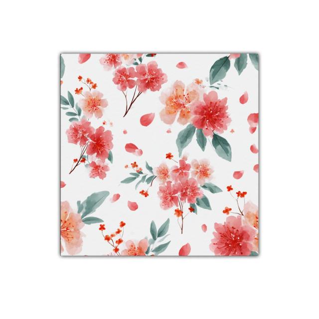 Cuadro decorativo con delicadas flores en tonos coral y verde