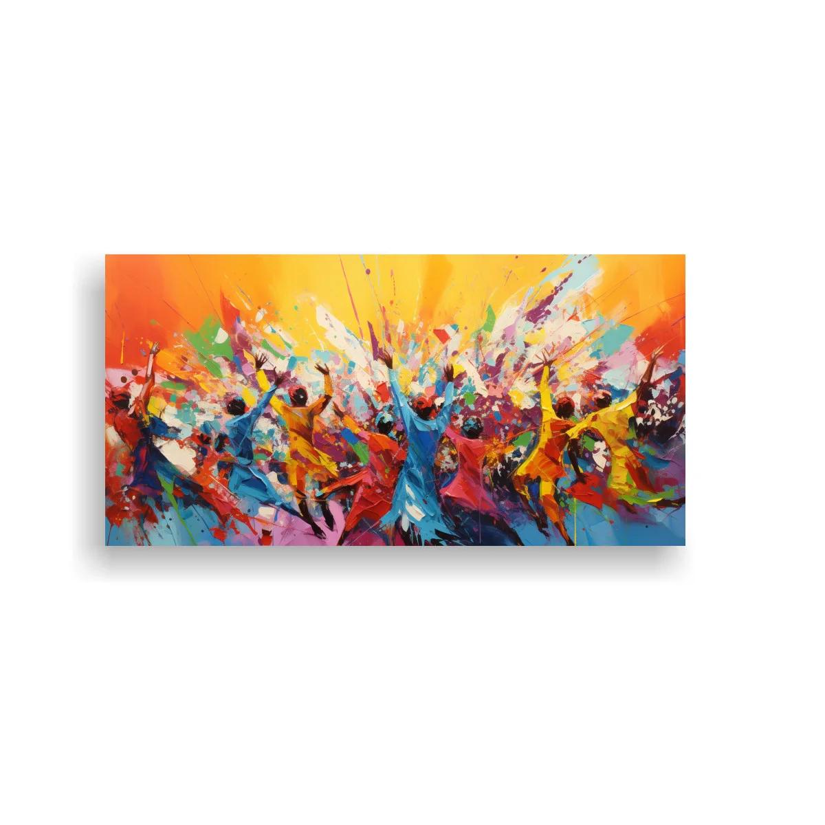 Cuadro figuras humanas bailando con estallido de color