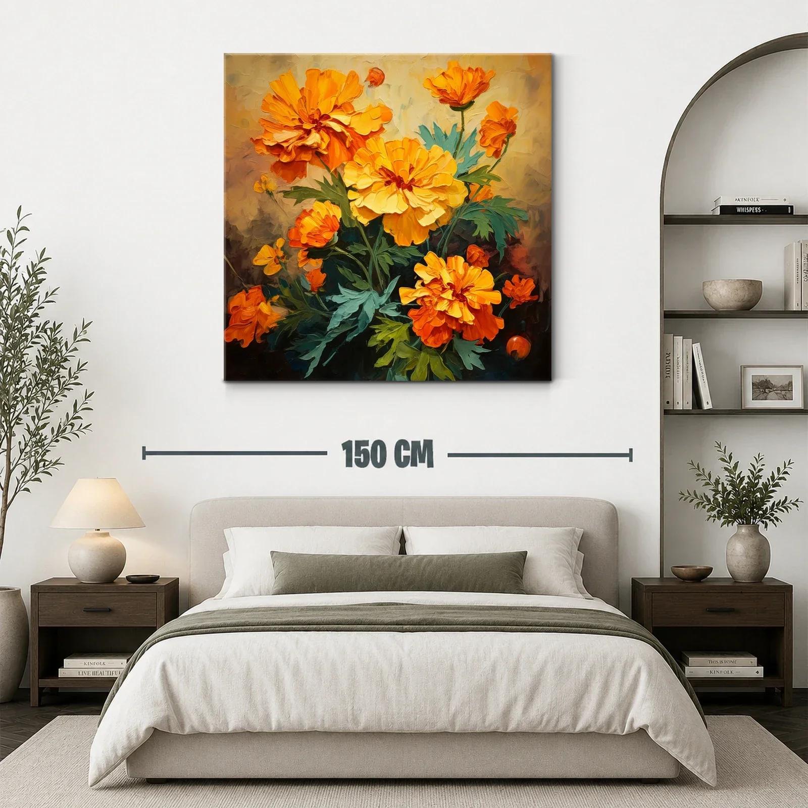 Ramo vibrante con flores naranjas y amarillas sobre fondo suave — miniatura 3