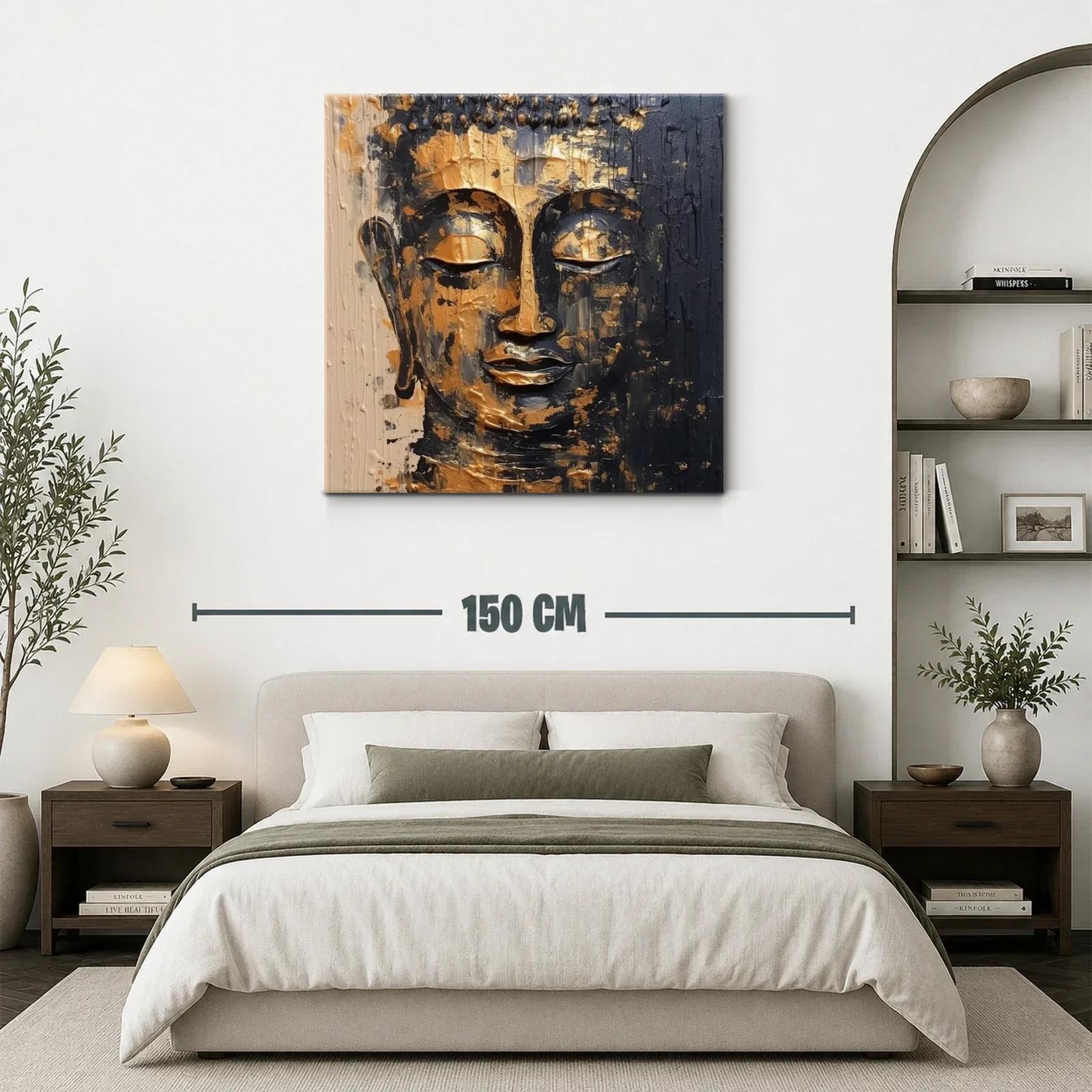 Retrato sereno de Buda con acabado dorado y negro — miniatura 3