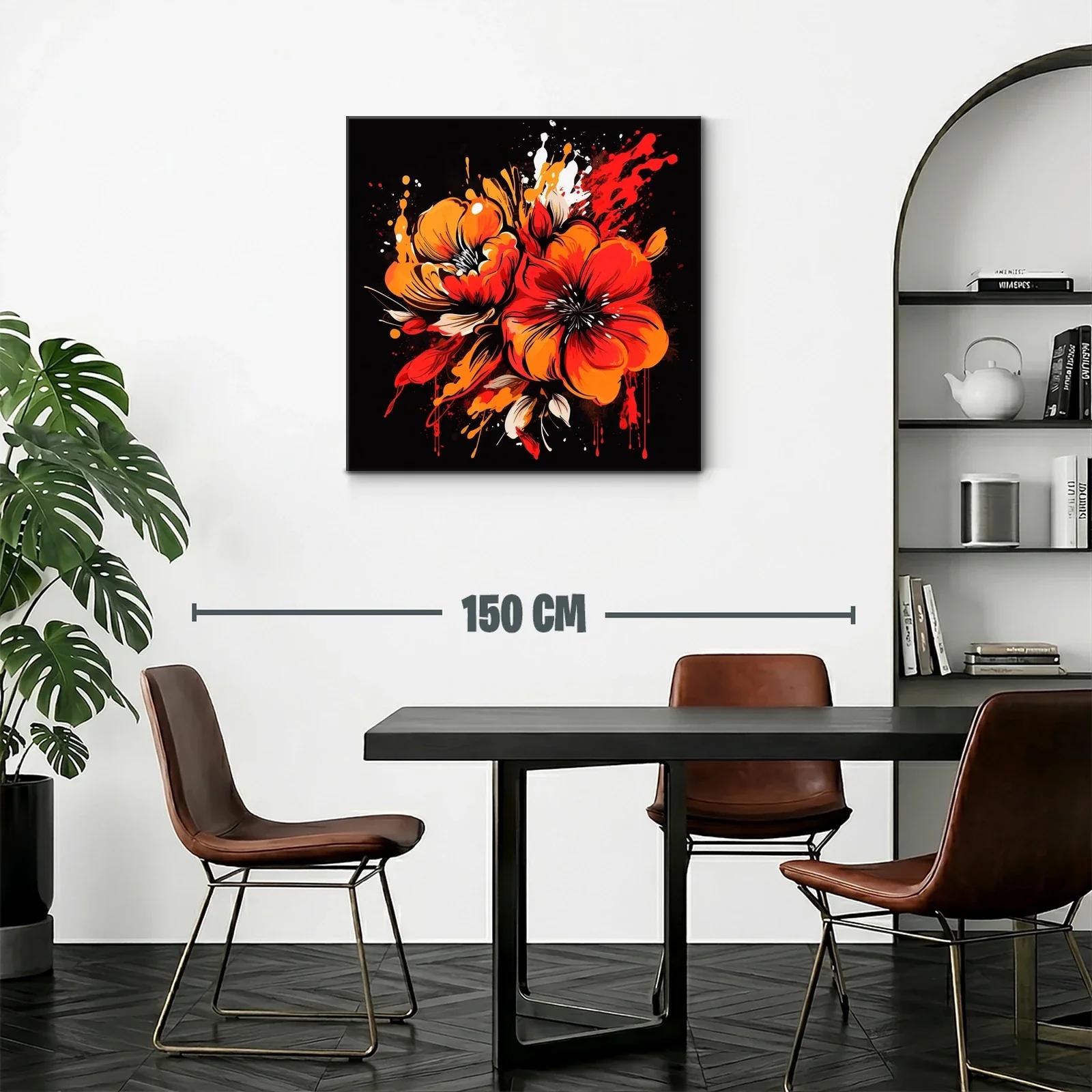 Flores vibrantes en tonos rojos y naranjas sobre fondo oscuro — miniatura 2