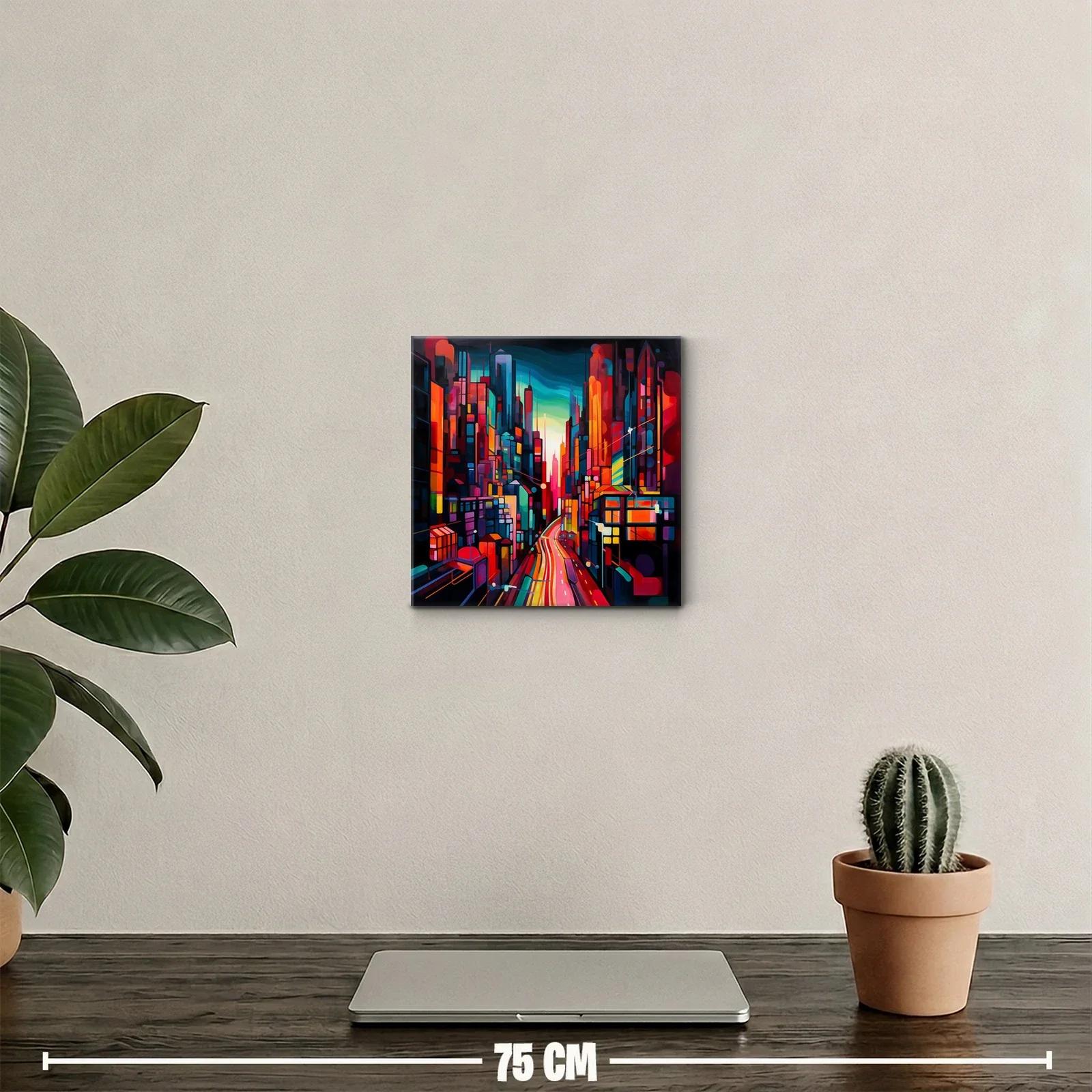 Ciudad vibrante al atardecer con luces intensas y dinámicas — miniatura 2